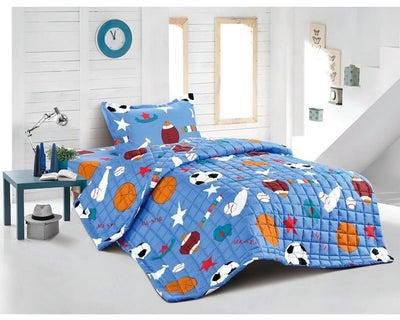 3 Pcs Single Size Kids All Season Reversible Soft Velvet Flannel Comforter Set Polyester Multicolour 160 X 210cm