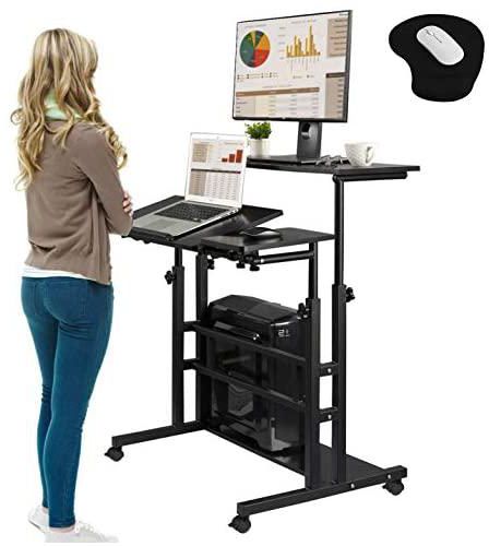 Rolling Laptop Table Mobile Standing, Rolling Mobile Computer Desk Table Cart