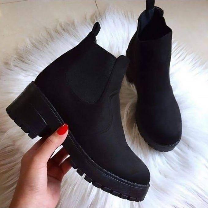 Black Suede Half Boots For Women