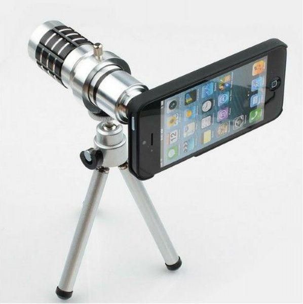 12X Optical Zoom Magnifier Micro Telescope Camera Lens with Tripod For iPhone 5