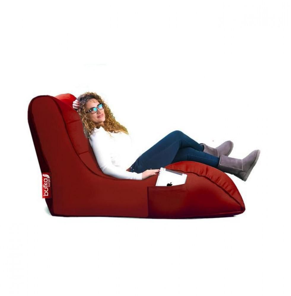 Bufka Leather Lounger Bean Bag - Red