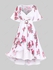 Plus Size Twist Lace Trim Belt Layered Flower Print Dress (Adjustable Shoulder Strap) - 4x | Us 26-28
