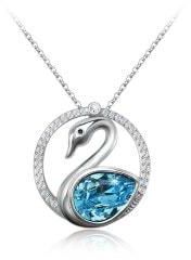 Veecans Blue Swan Lake Pendant Necklace Crystal Necklace - Aquamarine