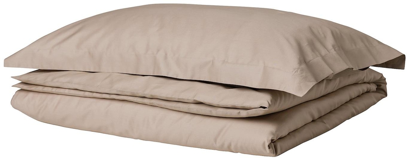 LUKTJASMIN Duvet cover and pillowcase - grey-beige 150x200/50x80 cm
