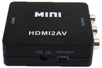 صندوق محول من منفذ HDMI إلى منفذ AV أسود