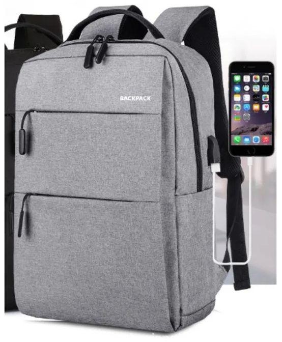 Excellent Laptop USB Backpack-GREY