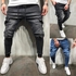 New Denim Jeans Men Pencil Pants Slim Fit Biker Jogger Big Side Pocket Stripe Hip Hop Cargo Trousers