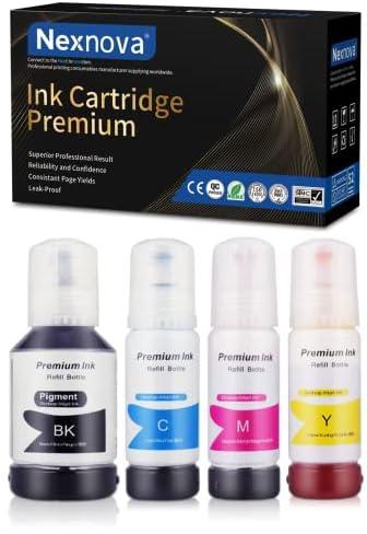 NexNova® ink 101 for Epson for EcoTank Set 4-Pack Black Cyan Magenta Yellow Refill for L4150 L4160 L6160 L6170 L6176 L6190 L14150 Printer