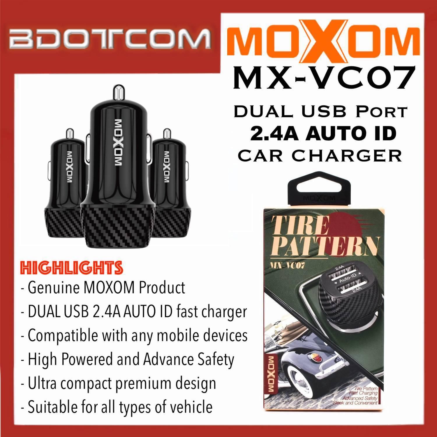 MOXOM MX-VC07 Tire Pattern Dual USB Fast Charging 2.4A AUTO ID Car Charger