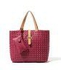 Flowertree Women's Grain Leather Overlay Studded Tote Bag Rose Red -free Wallet