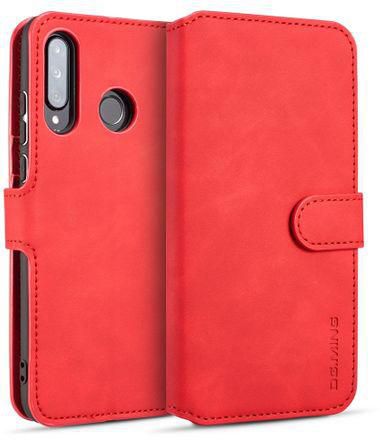 DG.MING Retro Oil Side Horizontal Flip Case With Holder & Card Slots & Wallet For Huawei P30 Lite(Red)