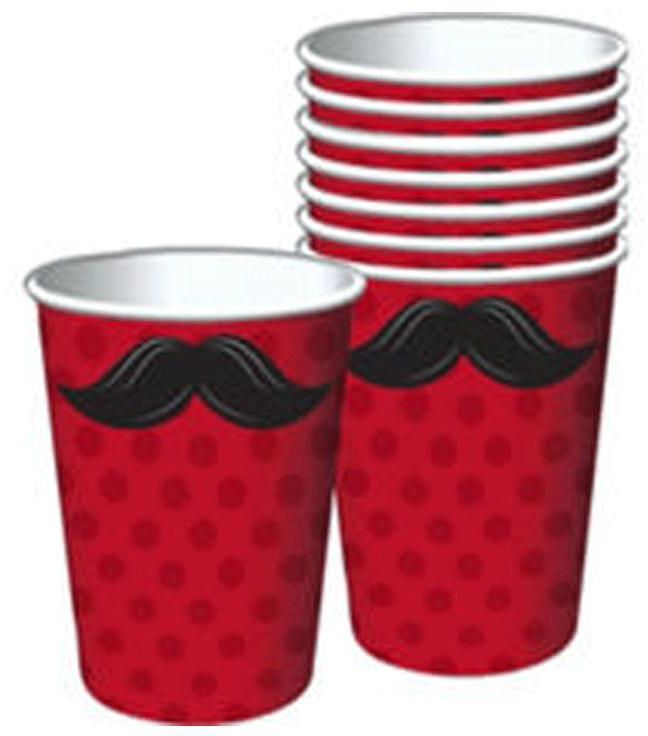 Mustache Cups - 8 Pcs