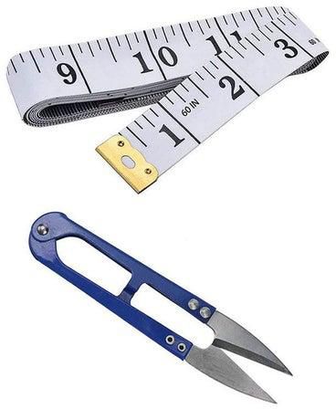 Set Of 2-Piece Pack, One Dual Sided Measuring Ruler, One Mini Sewing Scissors Code Multicolour 12cm