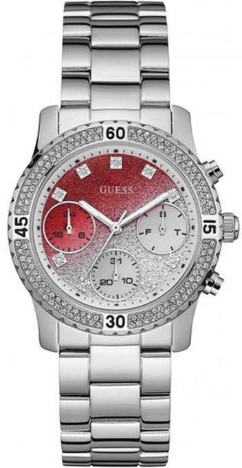 Guess Confetti Red Dial Stainless Steel Ladies Watch W0774L7