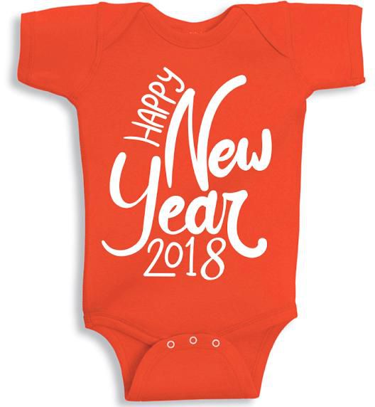 Twinkle Hands Happy New Year 2018, Orange Baby Onesie, Bodysuit, Romper- Babystore.ae