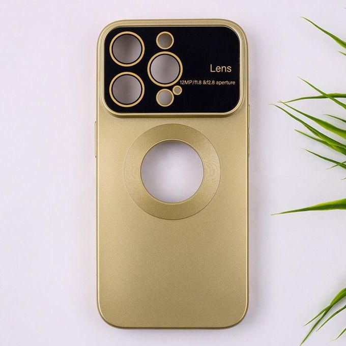 Iphone 15 Pro - Metallic Color Silicone Cover With Camera Lens Protector - Gold