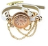 Duoya Women Vintage Leather Bracelet Rivet Wrist Watch - White