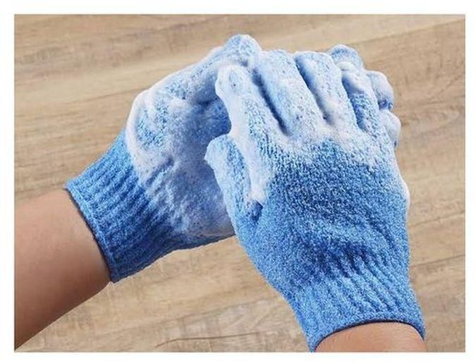 Fashion 4 Pairs Exfoliating Gloves For Body Scrub-blue
