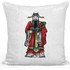 Emperor Themed Sequin Decorative Throw Pillow White/Red/Black 40x40cm