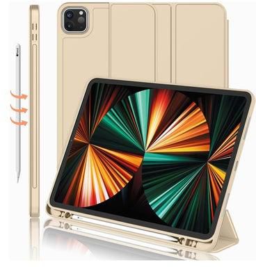 Case Compatible with iPad Pro 12.9 inch (2022/2021/2020/2018, 6th/5th/4th/3rd Generation) - Shockproof Clear Back Cover with Pencil Holder, Auto Wake/Sleep