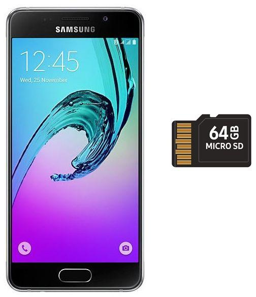 Samsung Galaxy A3 2016 Dual Sim - 16GB, 4G LTE, Black with 64GB microSD Card