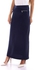 Esla Elegant Side Pockets Pencil Skirt With Back Slit - Navy Blue