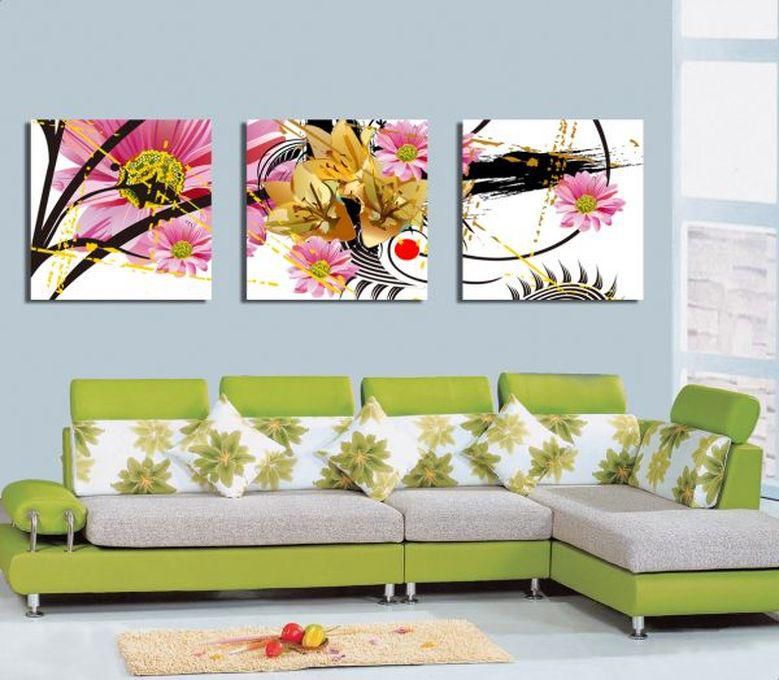 Colorful Flowers-Print Square-Shaped Modern Tableau