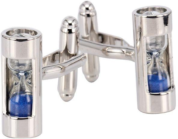 Men Blue Hourglass Silver Cuff links stainless steel for Men C057