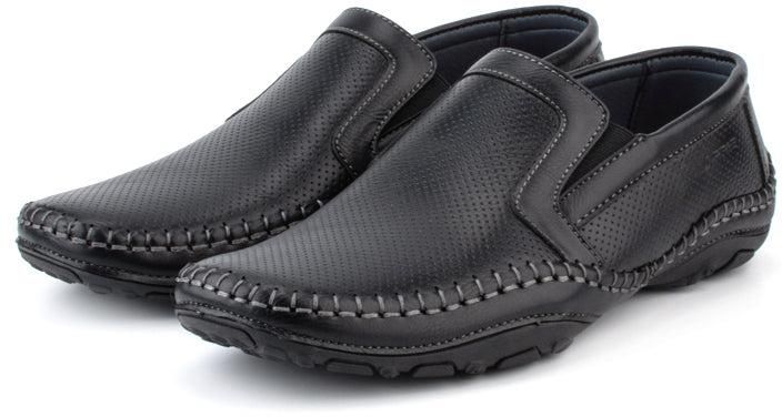 LARRIE Men Travel and Walking Slip On Boat Shoes - 7 Sizes (Black)