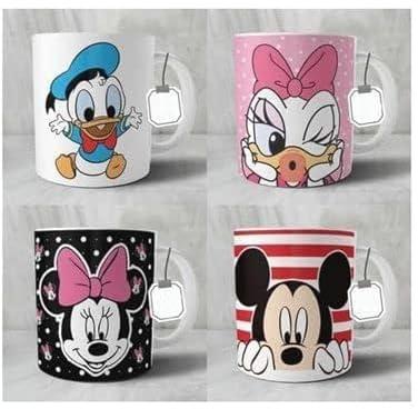 Mickey & Donald Duck Art Ceramic Mugs (350ml, 4 Pieces)