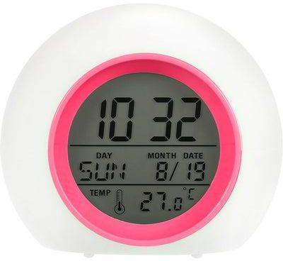 Colour Changing LED Digital Alarm Clock Pink/White 15x12x13cm