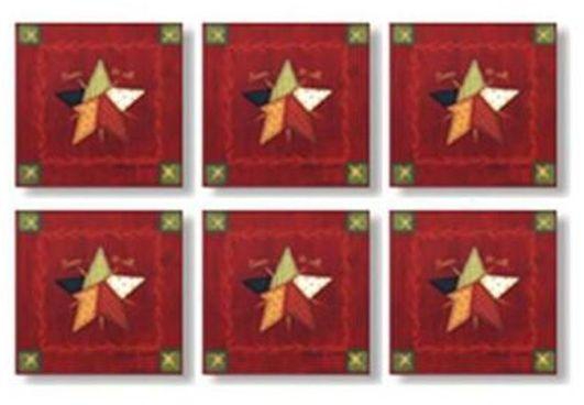 Photo Block Christmas Set of 6 Fiberboard wood Tea Coaster - 9 x 9 cm