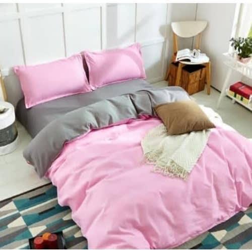 Reversible Plain Bedding Set - Duvet, Bedsheet And 4 Pillowcases -100% American Cotton
