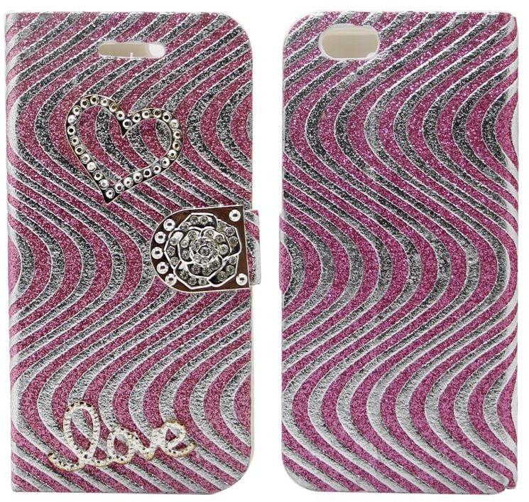 Margoun Flip Case for Apple iPhone 6 Plus/6s Plus Glitter Nice Love Design STK01 - Pink