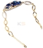NEOGLORY Oval Blue Zircon&Diamond Pattern 16K Gold Plated Bracelets