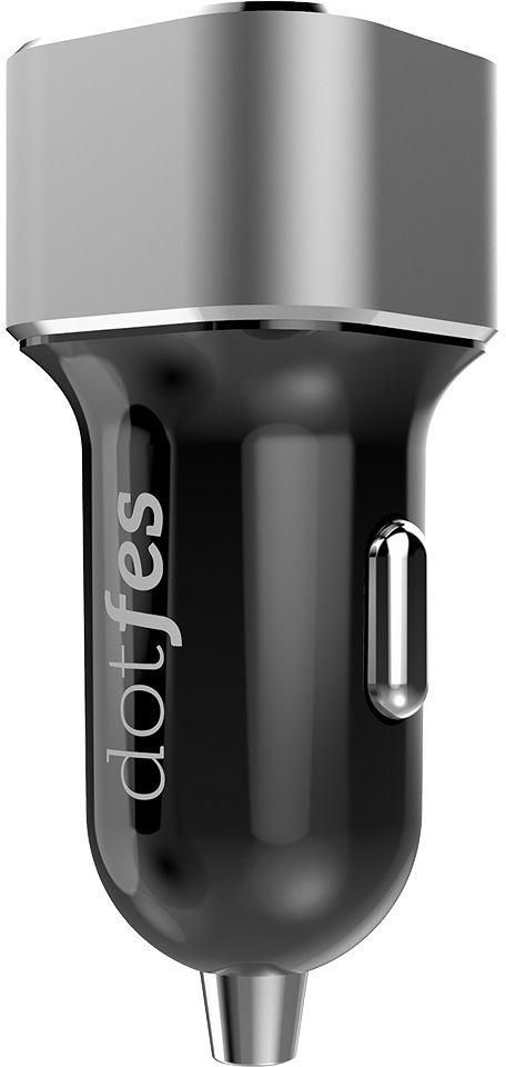 Dotfes Dual Ports Car Charger with Lightning Cable , Black / Grey , B02S