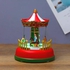 Collection Music Box LED Light Of Miniature Versions Of Carnival Rides Figurine Depicts And Colorful Horses On Striking Gold Carnival Carousel Mechanical Ponies Slowly Rotate Upon Windup-15X11 CM