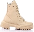 Ice Club Decorative Studds Leather Combact Boots - Beige