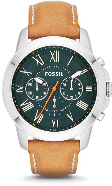 FOSSIL Grant Chronograph Leather Watch - Tan FS4918