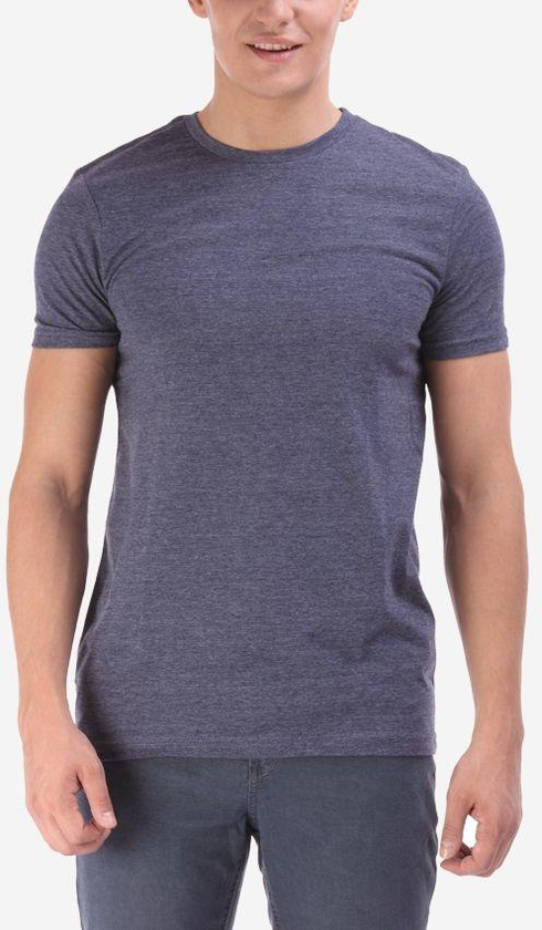 Ravin Solid Round Neck T-Shirt - Navy Blue