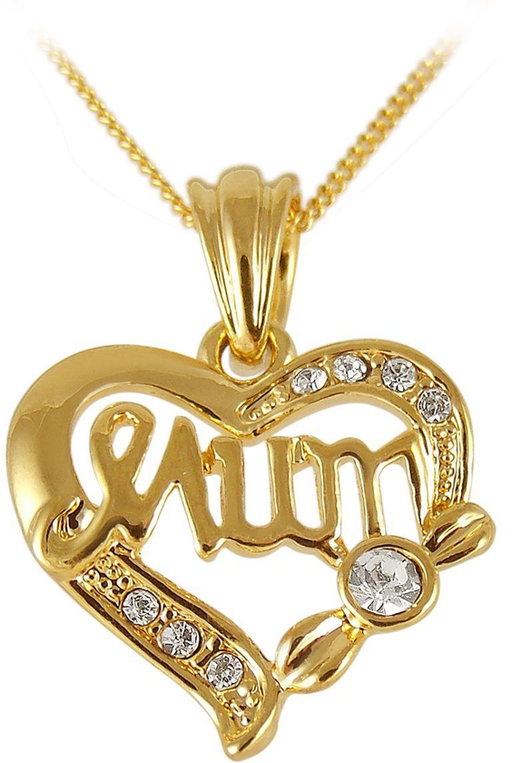 VP Jewels Women's 18K Gold Plated Delicate Heart Mum Necklace, 16 inches