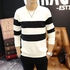 Autumn youth fashion casual men's wear color blocking embossed stripe round neck straight tube t-shirt men's long sleeve T-shirt versatile clothing two colors four sizes available