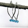 Blue Topaz Hoops Sterling Silver Gemstone Hoop Earrings Medium Size