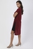 Kady Solid Short Sleeves Top With Slits - Burgundy