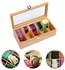Tea Box Organizer, Vangonee Bamboo System Tea Bag Organizer Storage Box 5 Compartments Wood Packet Container for Jewelry Sugar