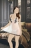 Lingerie - Short Dress - White with Black Flowers - Chiffon