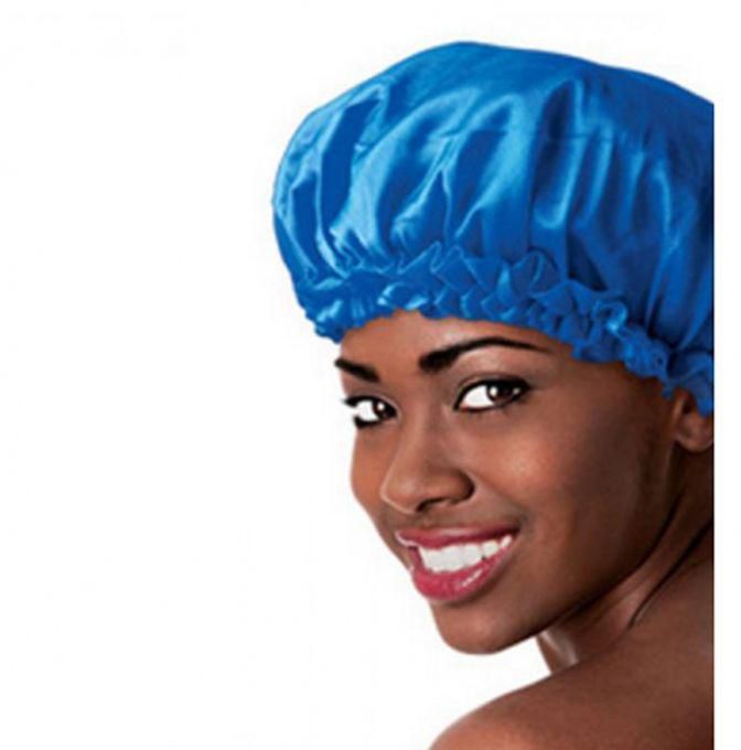 Fashion Blue Satin Sleep Cap, Breathable And Comfortable Sleeping Materials, Elastic Band, Large Size 20"