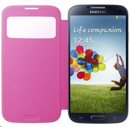View Cover Leather Flip Case For Samsung Galaxy S4 i9500 Battery Housing (pink)