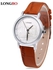 Fashion LONGBO 80035L Women Quartz Watch with Tower Bridge Relief Pattern Water Resistance Wristwatch