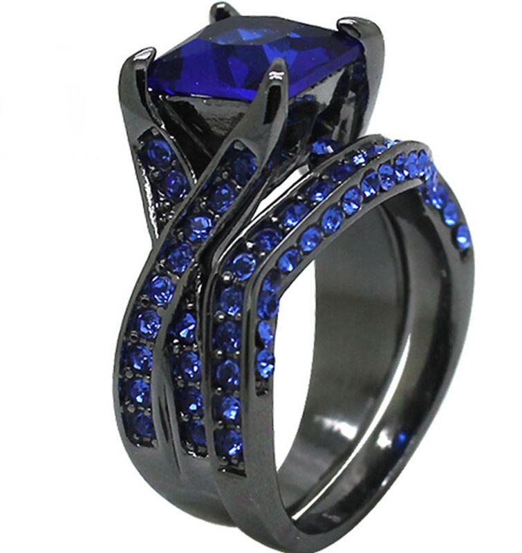 Black Rhodium Plated Wedding Ring with Sapphire